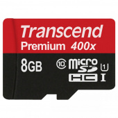 Карта памяти Transcend Premium micro SDHC Card U1 UHS-I 8GB (60Mb/s. 400x), class 10 без адаптера