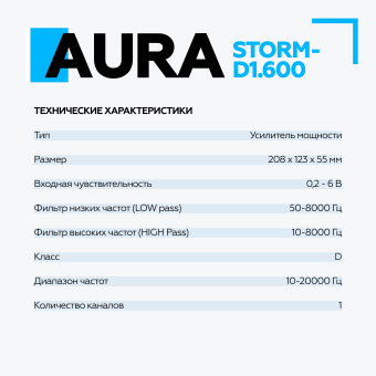 Автомобильный усилитель Aura STORM-D1.600 mini